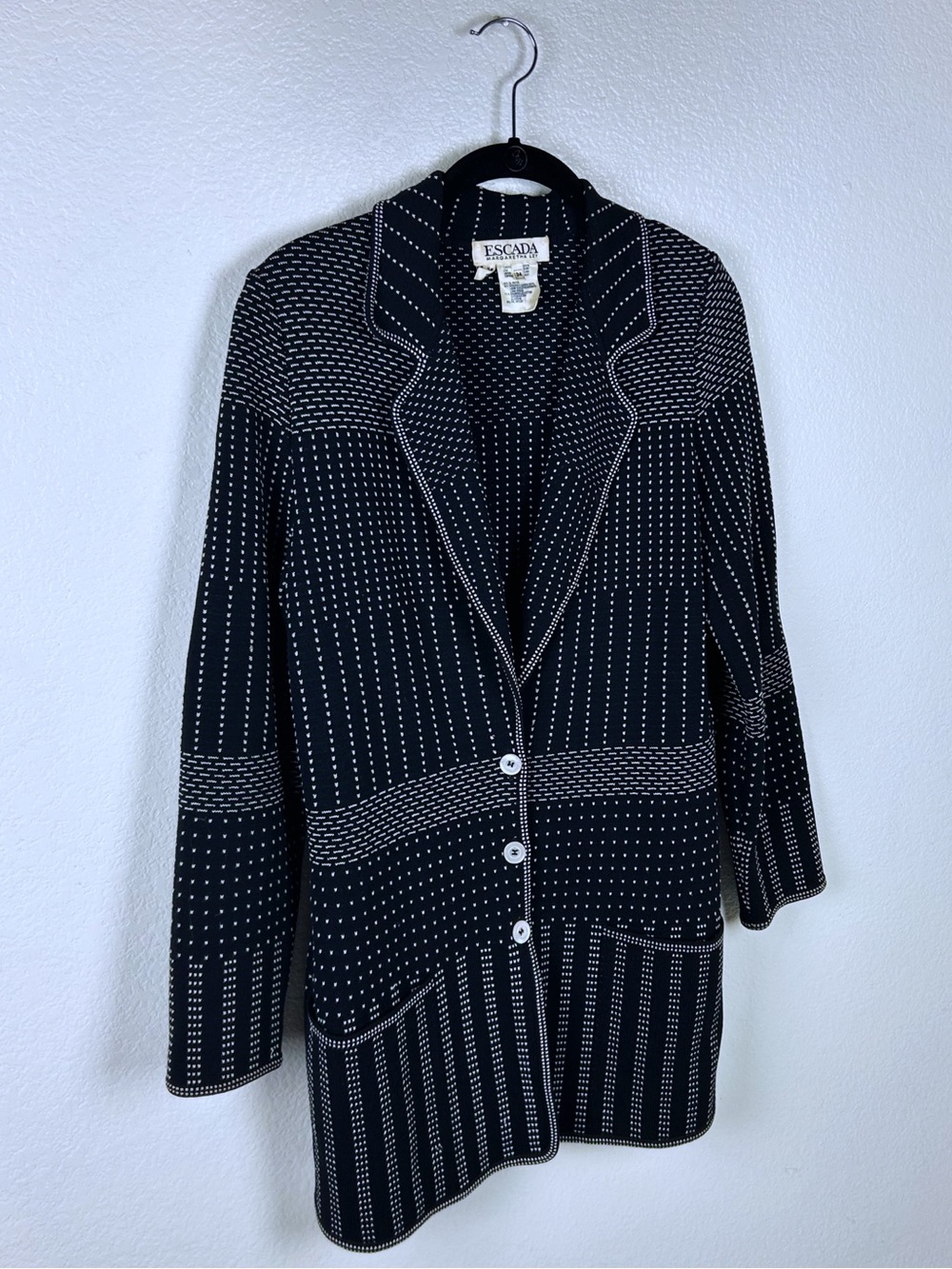 Black ESCADA dotted KNIT BLAZER 34 vintage 90s jacket small 36 Italian designer